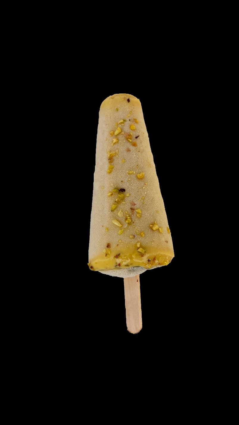 Saffron and pistachio kulfi, traditional Indian dessert